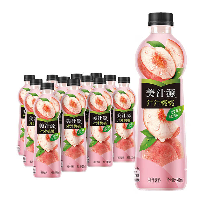 美汁源minutemaid汁汁桃桃果汁饮料420450ml12瓶整箱装可口可乐公司