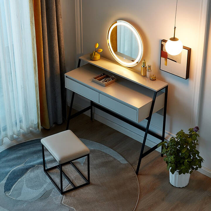 全友家居意式极简梳妆台led妆镜设计双层开放式置物化妆台670120妆台