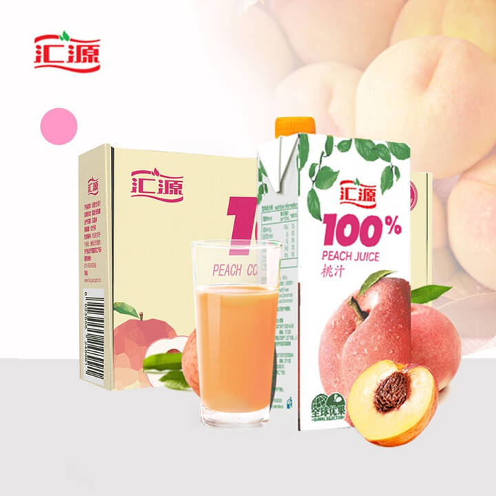 汇源果汁100桃汁果汁饮料1l5盒青春版整箱