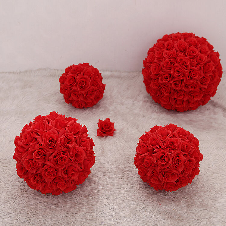 玫瑰花球仿真花绢花 1个4种型号可选 商场婚庆4s店庆典装饰 大红色 4