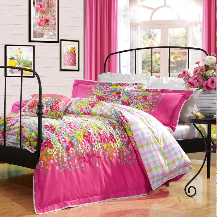 圣之花 富安娜家纺 纯棉40s斜纹 双人床单五件套 夏日的香气 1.5米