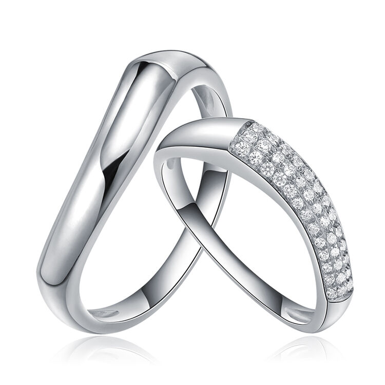 iicc18k白金结婚对戒素金情侣戒指一对可定制刻字 特别爱恋 经典款