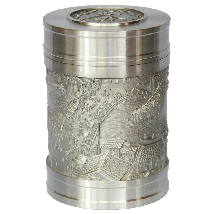 > 方氏锡艺 锡工艺品纯锡茶叶罐清明上河图gxz204