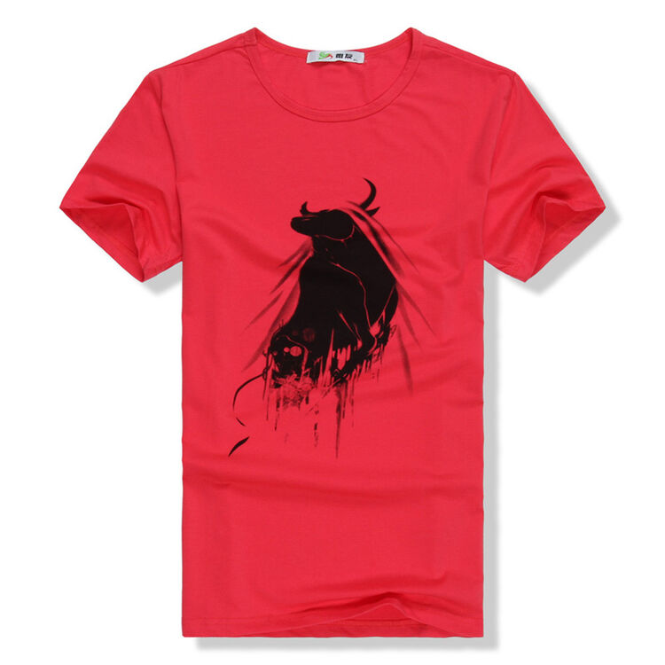 惟友短袖t恤男款夏装韩版潮圆领修身纯棉休闲体恤衫 奔牛红色 m码u