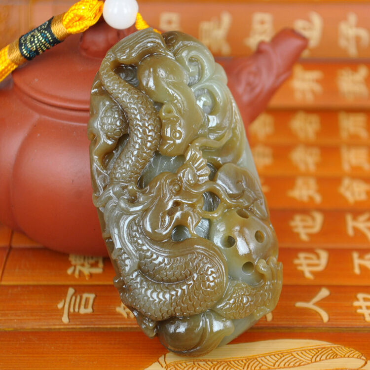 雅人韵饰 天然和田玉手把件 玉石精雕龙手把件 寓意生意兴隆 和田籽料