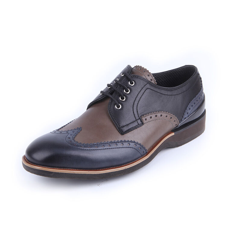 skap英伦布洛克男士皮鞋复古撞色拼接圆头系带时尚男鞋潮20414431