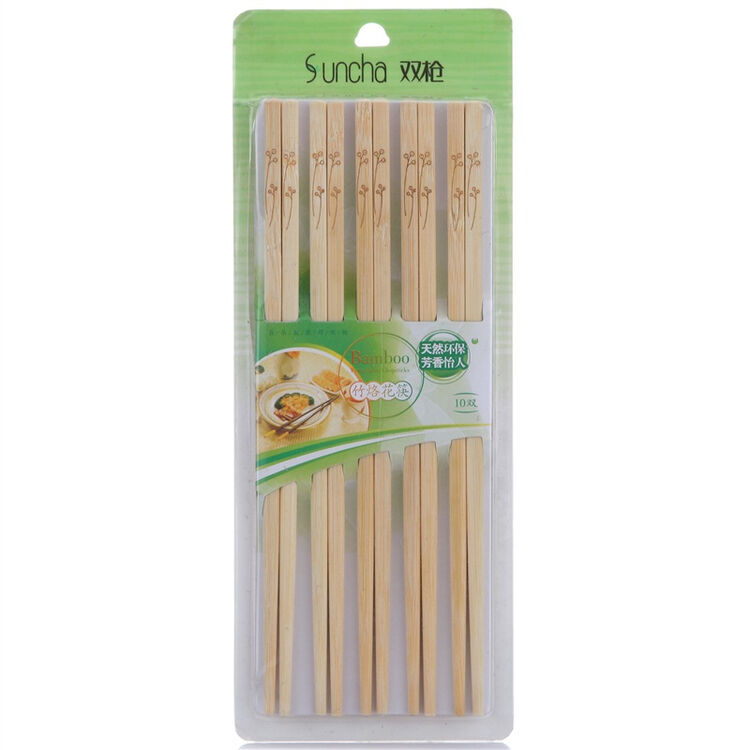 双枪(suncha)激光雕刻竹筷子 纯色无漆筷子10双装kz1012