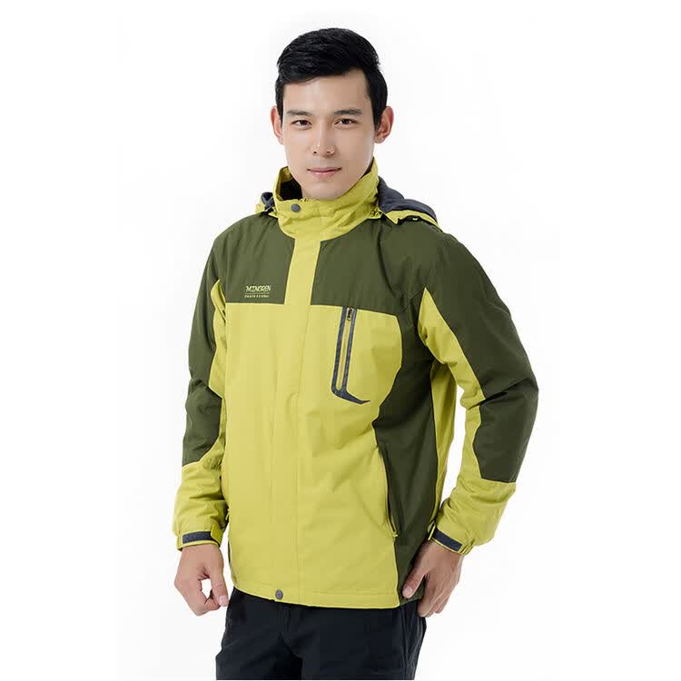 双星 秋冬新款冲锋衣保暖抗风男子加绒冲锋衣 71396 黄深绿 185/4xl