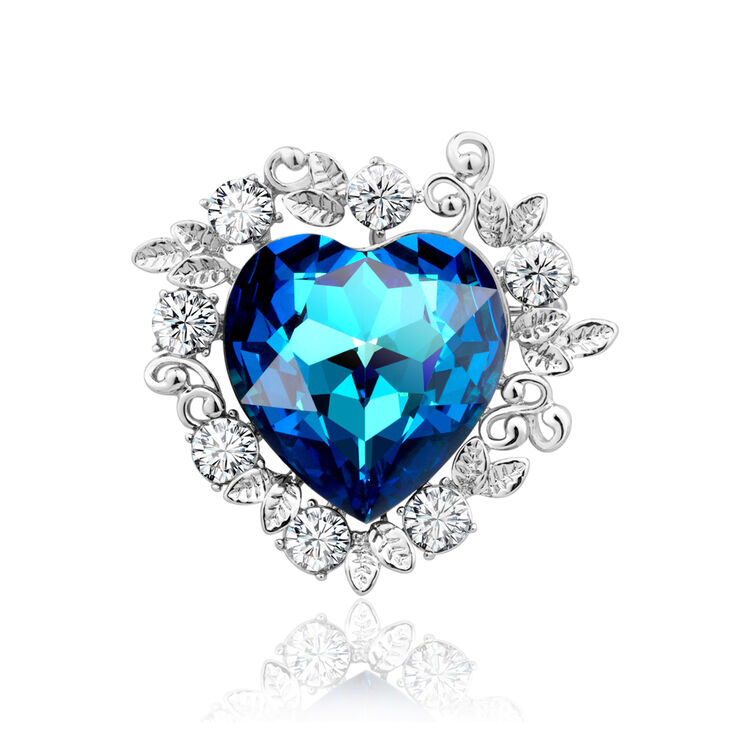 千寻海风饰品施华洛世奇元素仿水晶 海洋之心仿水晶胸针 送女友 韩国