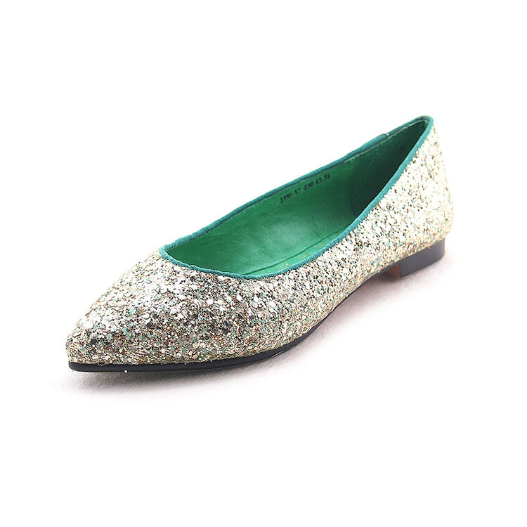 eilana艾莲娜格利特炫彩材质真皮内里小尖头平跟单鞋