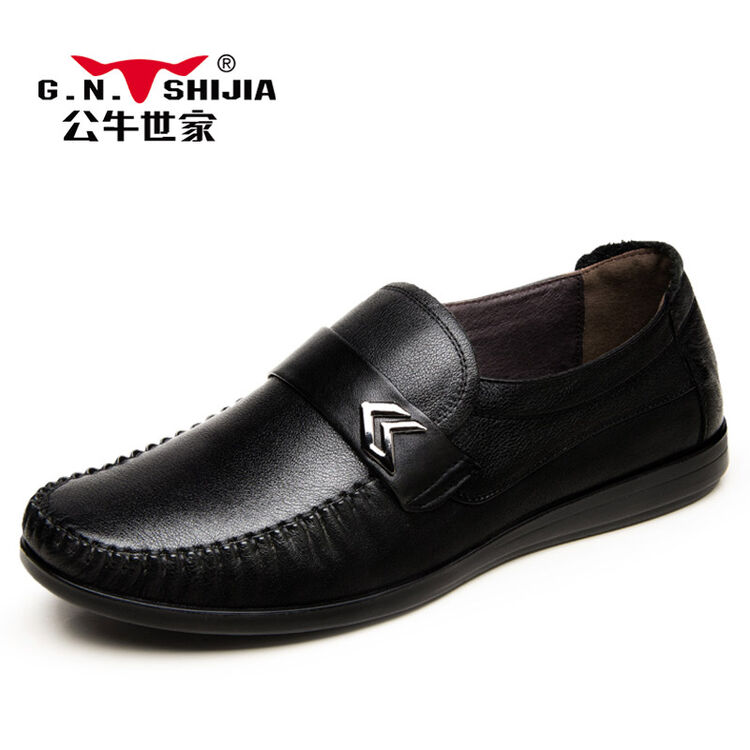 公牛世家2014新款正品男士皮鞋商务休闲皮鞋3a6502x黑色43码