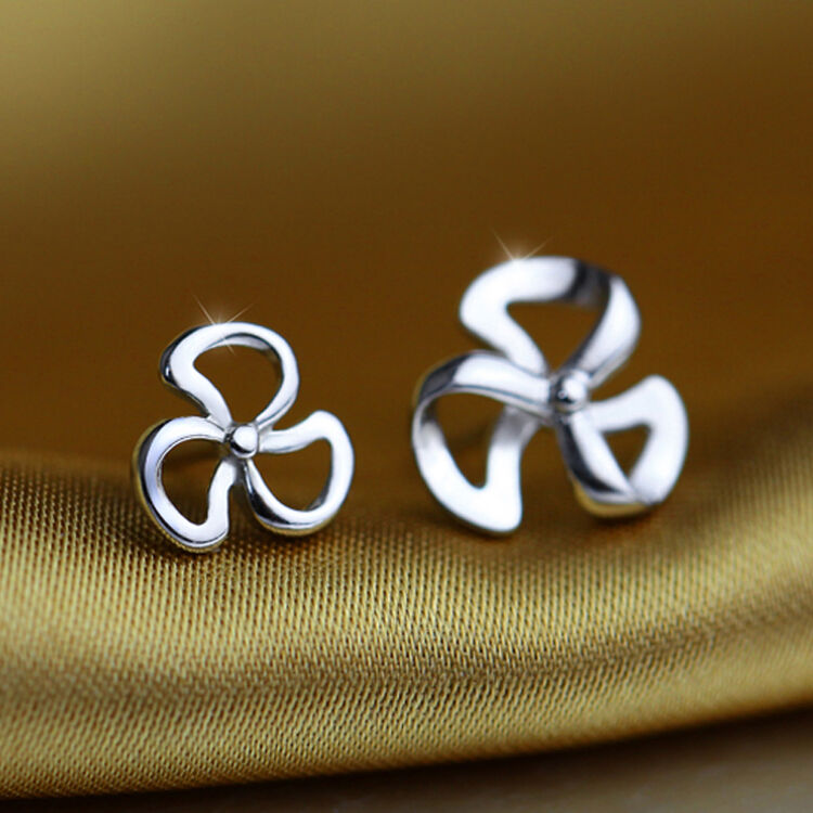 阿西洛925银耳钉女款时尚三叶草耳钉银耳饰首饰品生日礼物送女友