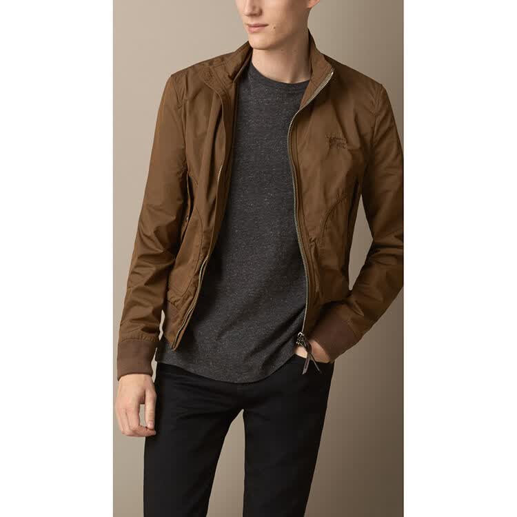 burberry brit/巴宝莉 新品 经典男士简约防水立领夹克 外套 暗红色