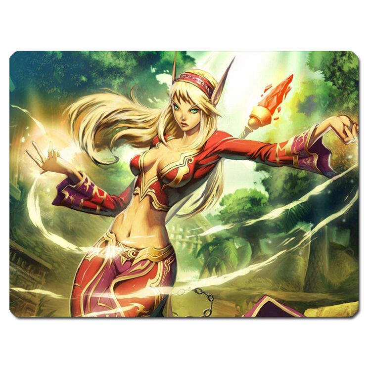 wow游戏周边魔兽世界tbc血精灵女法师5mm超厚精品鼠标垫2006大号