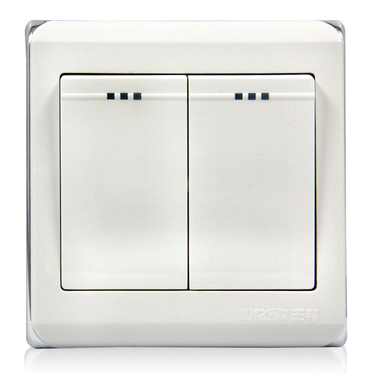 王邦装修开关插座面板二开单控开关v70雅白钢架开关