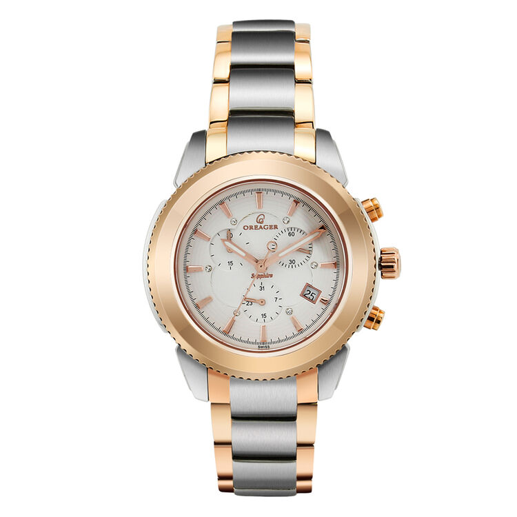 oreager欧雷格手表 男士时尚运动男表 镶钻蓝宝石多功能日历钢带男表