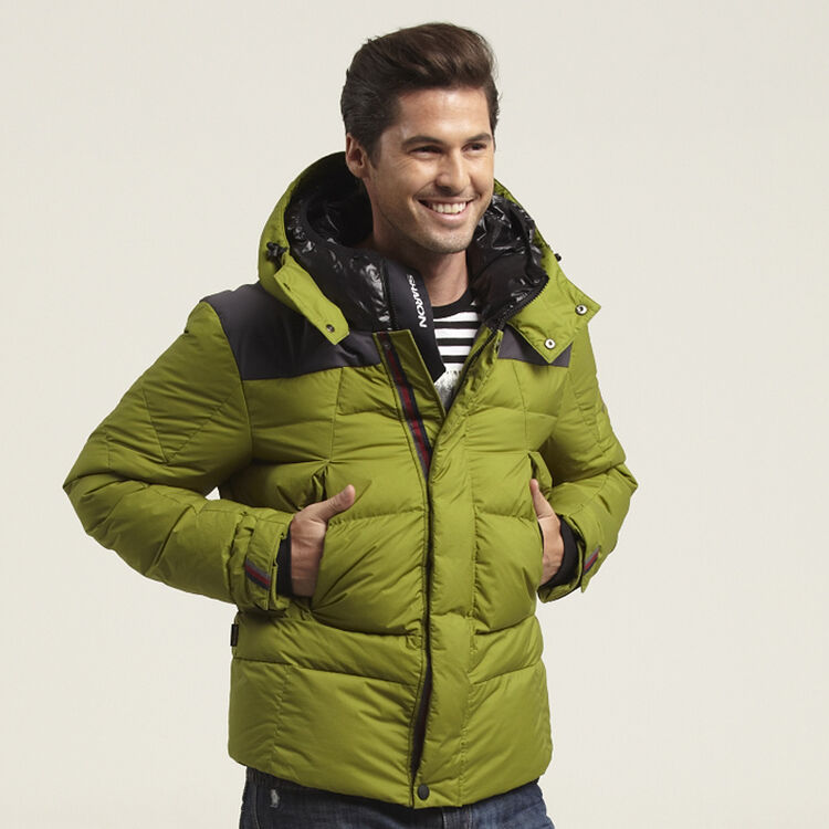 雪伦-美国sharon羽绒服男正品短款双层连帽羽绒服62601 51020海棠绿