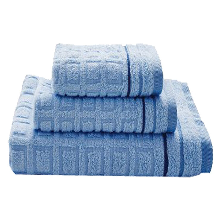 云涛yuntao毛巾无捻绒棉凹凸格素色纯棉浴巾毛巾方巾3条装蓝色1164