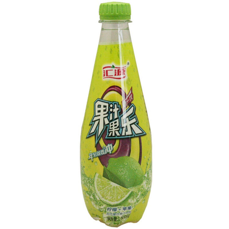 汇源果汁果乐加气果汁饮料柠檬苹果500ml瓶装