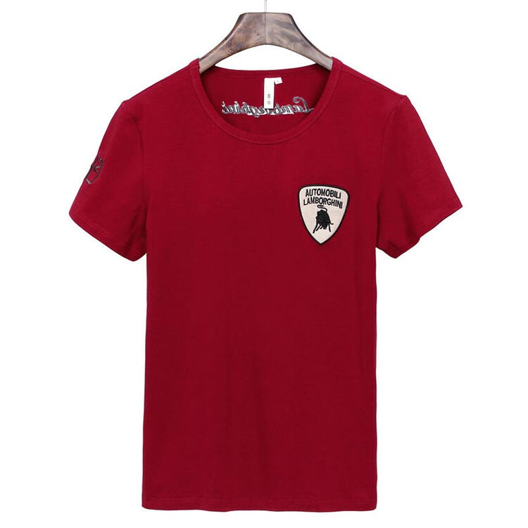 韩版时尚休闲公牛纯棉兰博基尼潮男短袖t恤 酒红色 xl