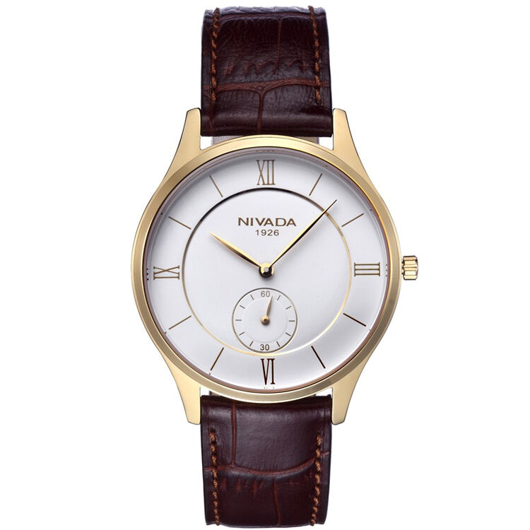 尼维达nivada手表白色表盘皮带石英男表gq6039176310