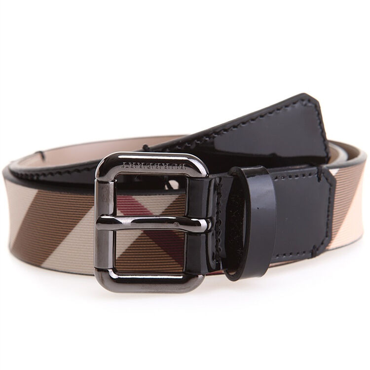 burberry巴宝莉女士黑色pvc经典格纹腰带373396980kt