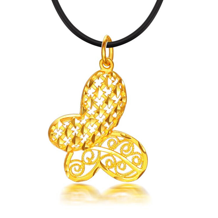 萃华金店千足金黄金精品蝴蝶恋花吊坠345g