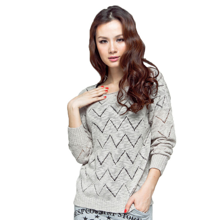 tomnrabbit 圆领水浪设计女装提织大肚纱针织衫毛衣 tm744 米色 均码