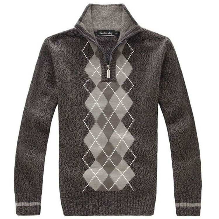 kolnsky 2012冬季加厚立领毛衣 菱形花样男款毛衣 羊毛衫 jmy9308