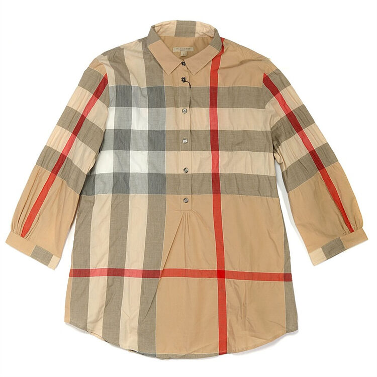 burberry 巴宝莉 棕色格子女士长袖衬衫 3744001 xs xy 自营