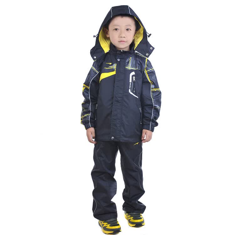 七波辉童装秋冬新款男小童户外休闲运动2件套儿童冲锋衣 a51087 黑色