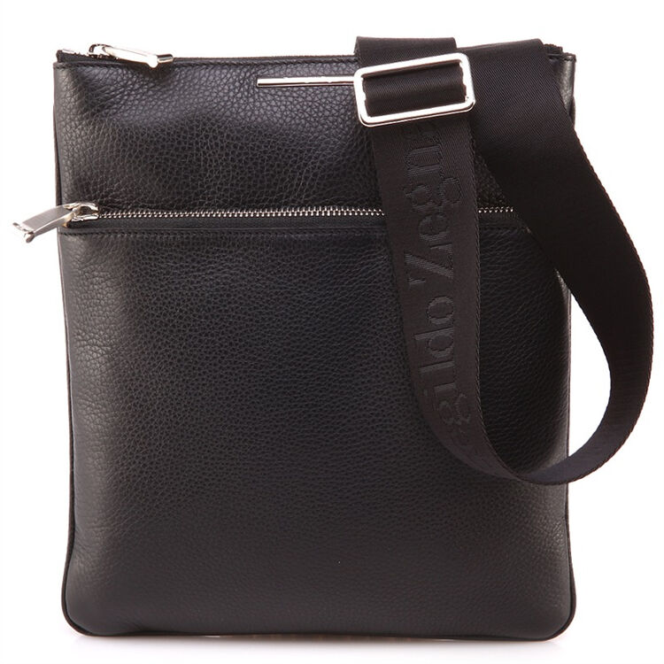 ermenegildo zegna 杰尼亚 男士黑色真皮荔枝纹休闲包 c0549a ces ner