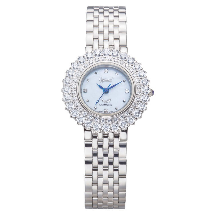 爱其华ogival手表蔷薇系列真钻珠宝时尚女表38001银色