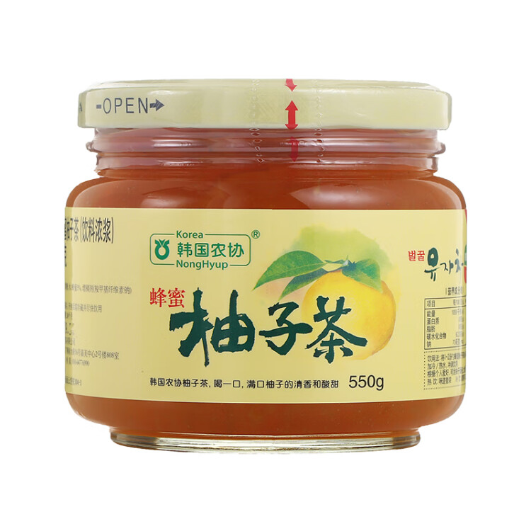 韩国农协蜂蜜柚子茶 550g  原装进口经典柚子果茶冲饮饮品 营养健康水果茶蜜炼果酱 全家同享可吃可泡   光明服务菜管家商品