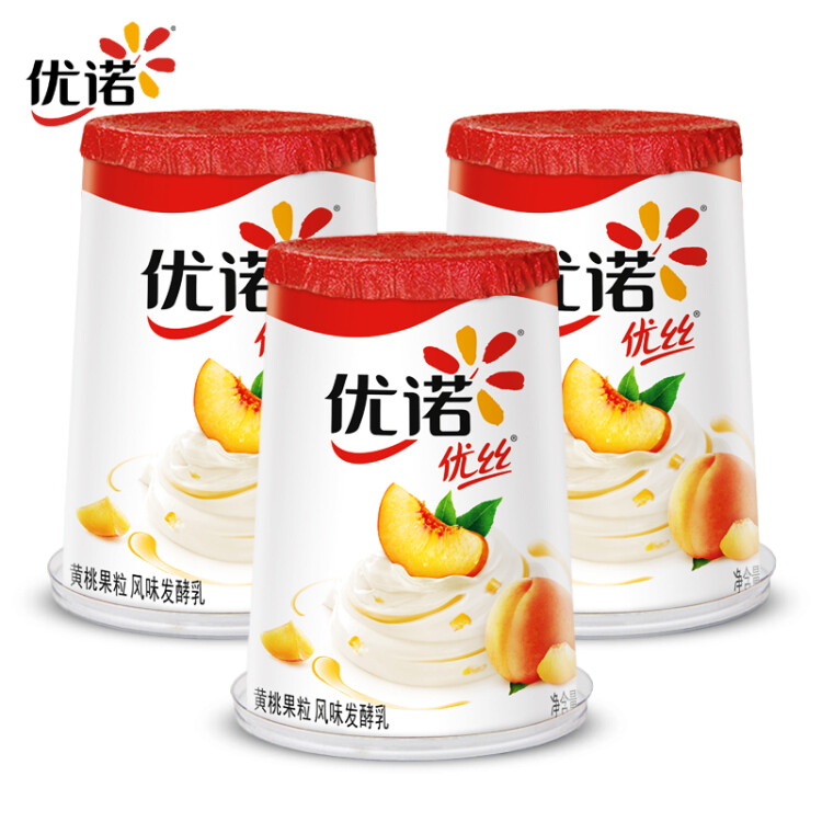 優(yōu)諾（yoplait）優(yōu)絲果粒黃桃味酸奶135gx3杯 家庭分享裝 低溫酸牛奶 風(fēng)味發(fā)酵乳 菜管家商品