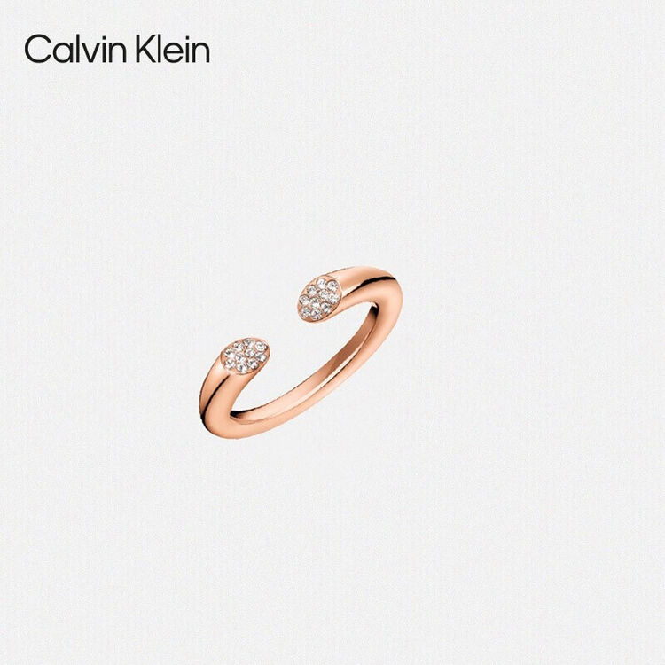 ck卡文克莱calvinklein戒指女开口玫瑰金闪耀时尚潮流戒指女闺蜜礼物