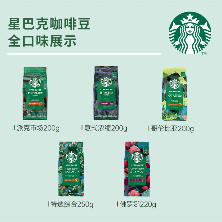 星巴克（Starbucks）烘焙咖啡豆 阿拉比卡咖啡豆200g 意式浓缩重烘美式黑咖啡可做11杯 光明服务菜管家商品