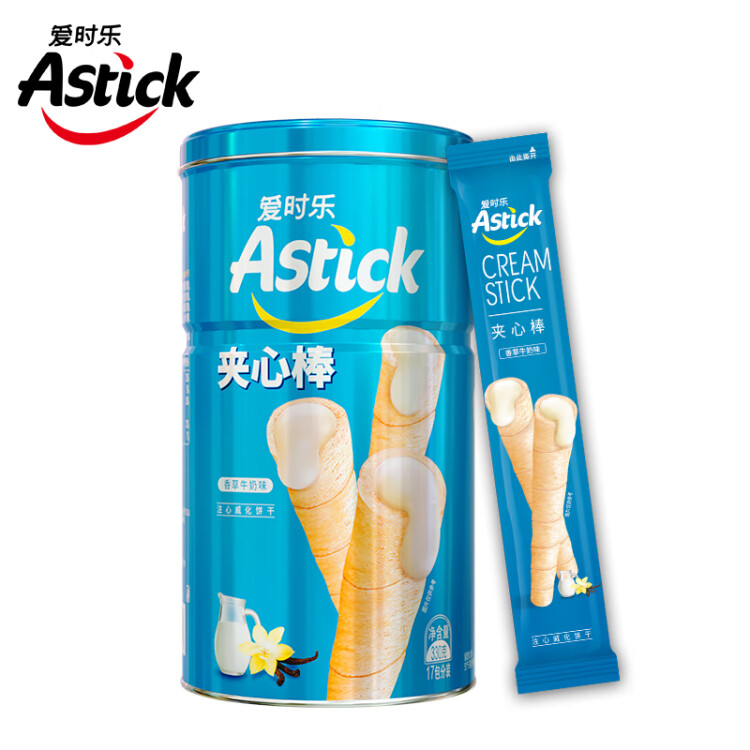 愛時樂（Astick）夾心棒注心餅干香草牛奶味330g 休閑零食喜禮團購早餐  光明服務(wù)菜管家商品