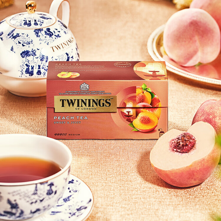 川宁（TWININGS）蜜桃果香红茶 进口茶叶 花果茶水果茶 独立茶包袋泡茶 25袋*2g