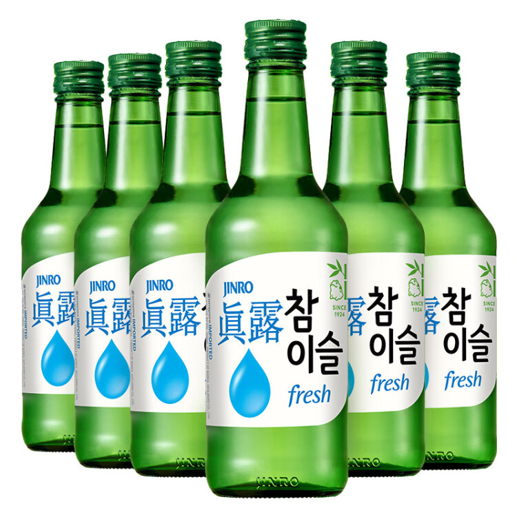 真露韩国烧酒 16度 360ml*6瓶 竹炭酒利口酒 年货送礼 菜管家商品