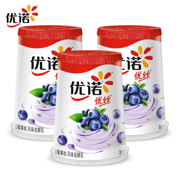 優(yōu)諾（yoplait）優(yōu)絲果粒藍(lán)莓味酸奶135gx3杯 家庭分享裝 低溫酸牛奶 風(fēng)味發(fā)酵乳 光明服務(wù)菜管家商品