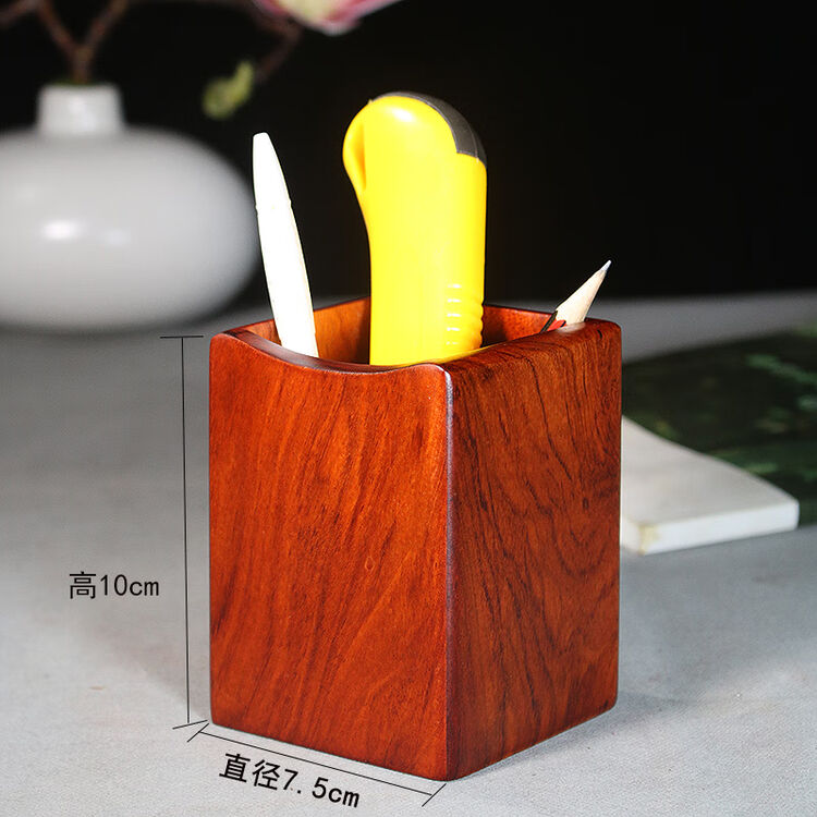 熙辰 仙莱阁红木复古中式木质创意笔筒实木大笔插办公简约文具用品桌面收纳桶 越南花梨木素面款笔筒【图片 价格 品牌 评论】-京东