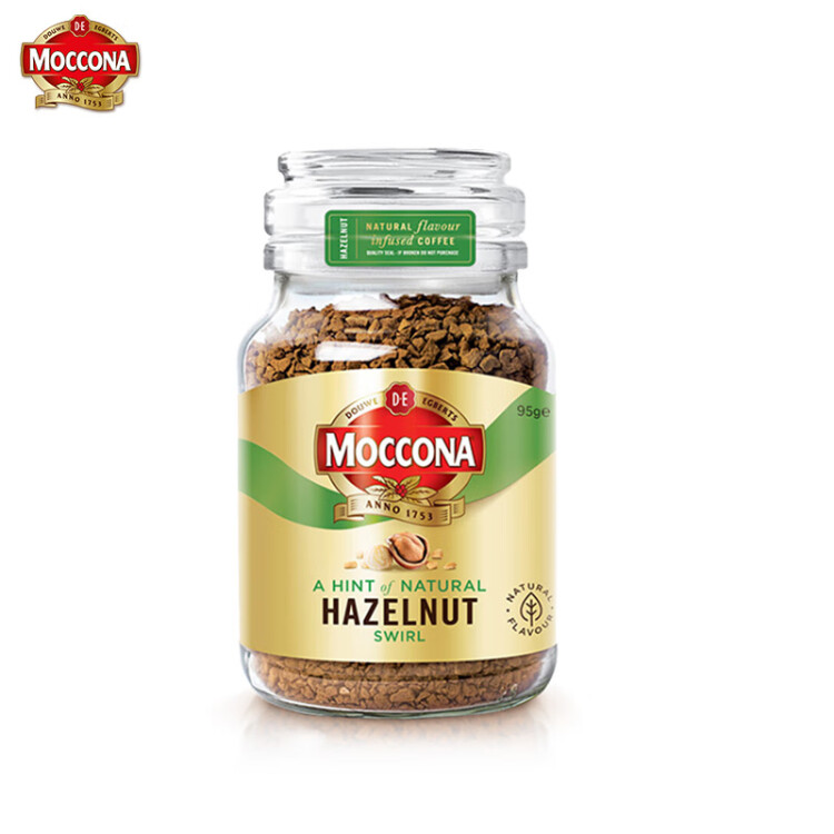 摩可纳Moccona 进口冻干速溶黑咖啡无蔗糖健身运动燃减 榛果风味95g 光明服务菜管家商品 