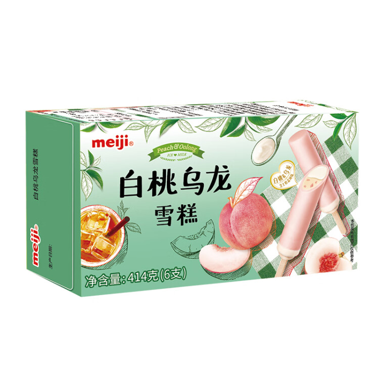 明治（meiji）白桃乌龙雪糕 69g*6支 彩盒装 光明服务菜管家商品 