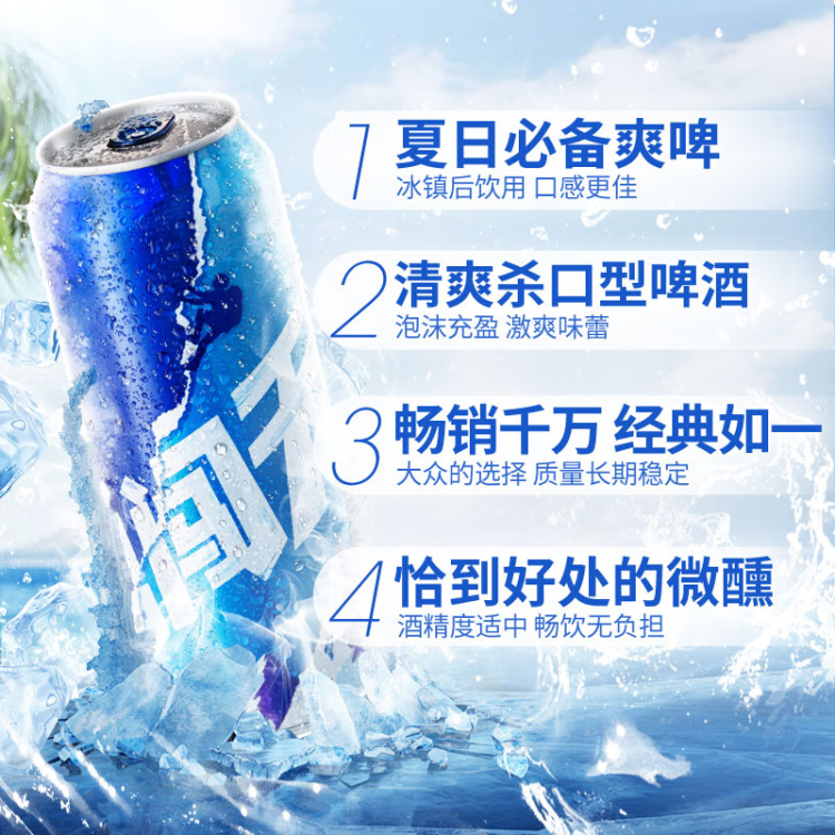 雪花啤酒（Snowbeer） 勇闯天涯 500ml*12听 夏日清爽 中秋送礼 光明服务菜管家商品