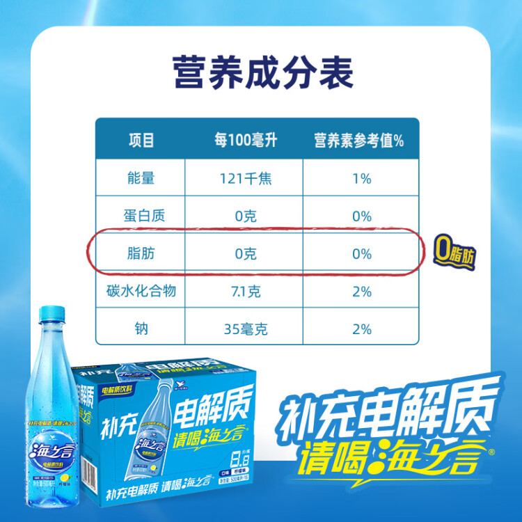 统一 海之言电解质饮料柠檬口味 500ml*15瓶/箱 （新老包装随机发货） 光明服务菜管家商品