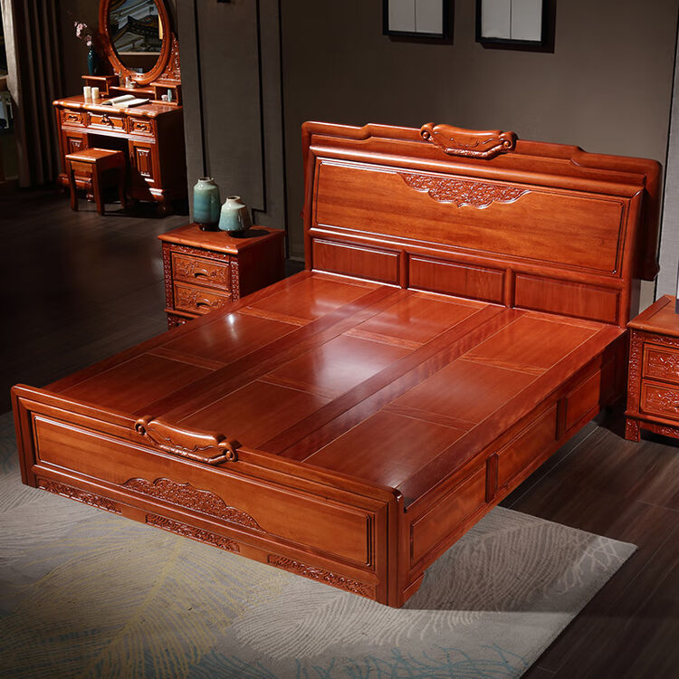 檀家匠床实木床新中式仿古雕花双人床18米明清古典婚床主卧大床单床