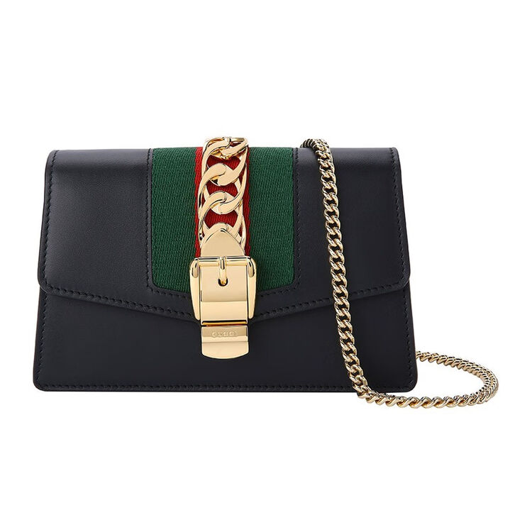 GUCCI/古驰女包 Sylvie系列皮革迷你链条包单肩包 送礼 黑色【图片 价格 品牌 评论】-京东