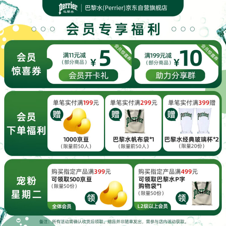 Perrier氼頌家巴黎水 法國進(jìn)口氣泡水 西柚味天然礦泉水500ml*24瓶	 菜管家商品