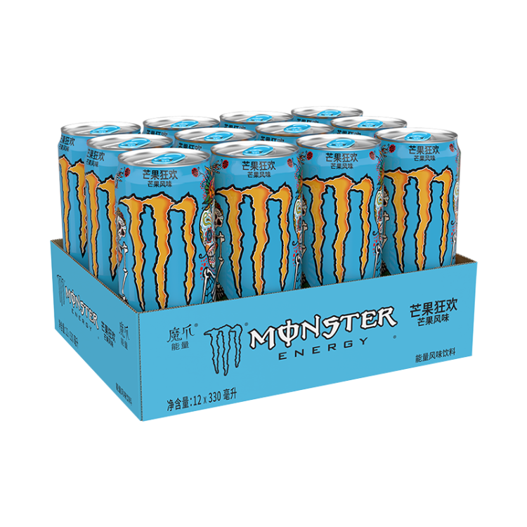 魔爪（Monster）可口可乐魔爪 Monster芒果味风味饮料能量饮料 330ml*12罐 整箱装 菜管家商品